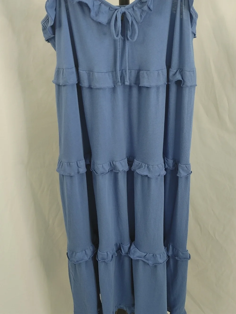 J.Crew Re Imagined Blue Tiered Ruffle Midi Dress Women Medium Flowy Cotton